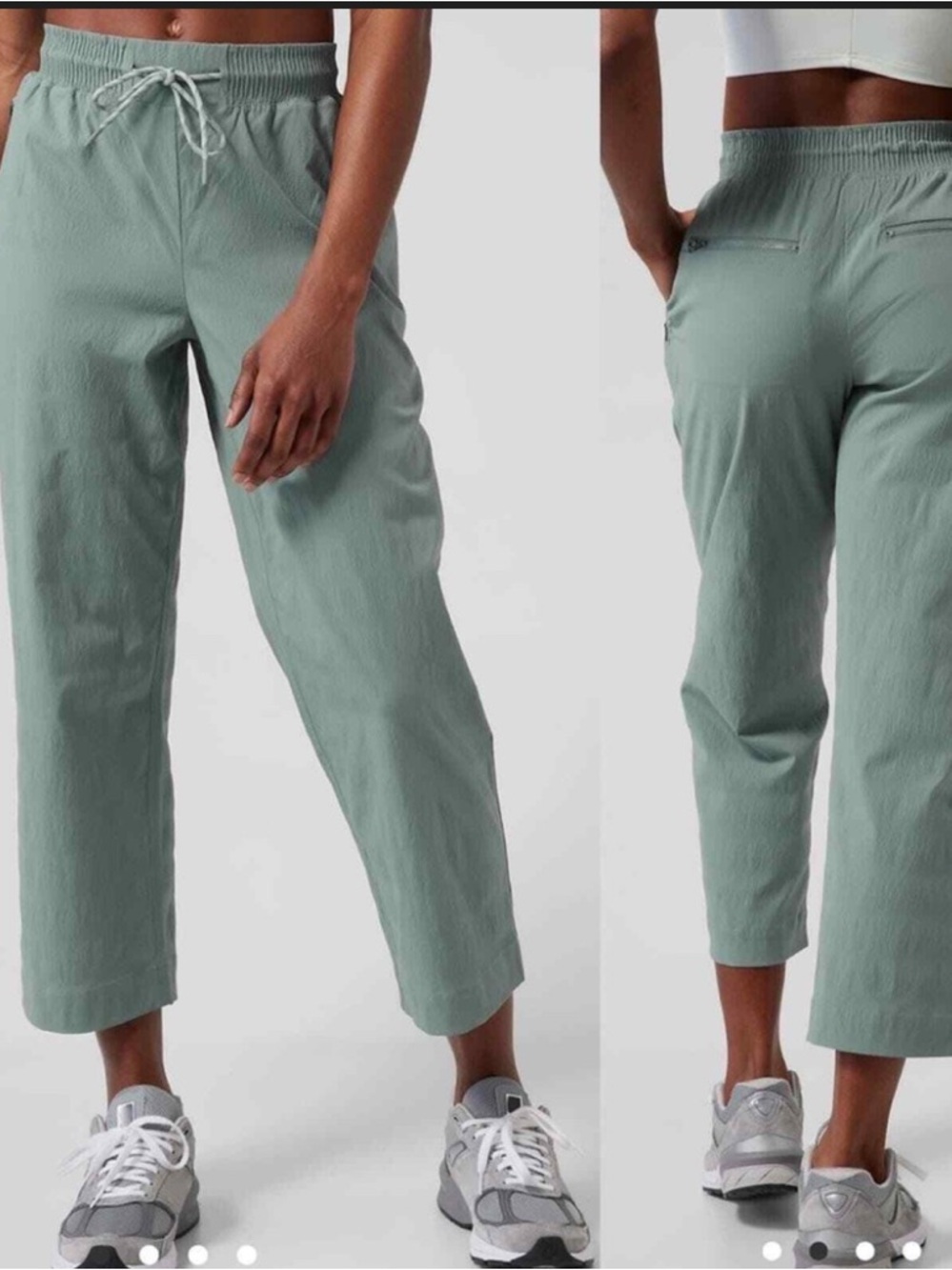 Athleta Trekkie Wide Leg Cropped Pants Women 4P Green Lightweight Sport